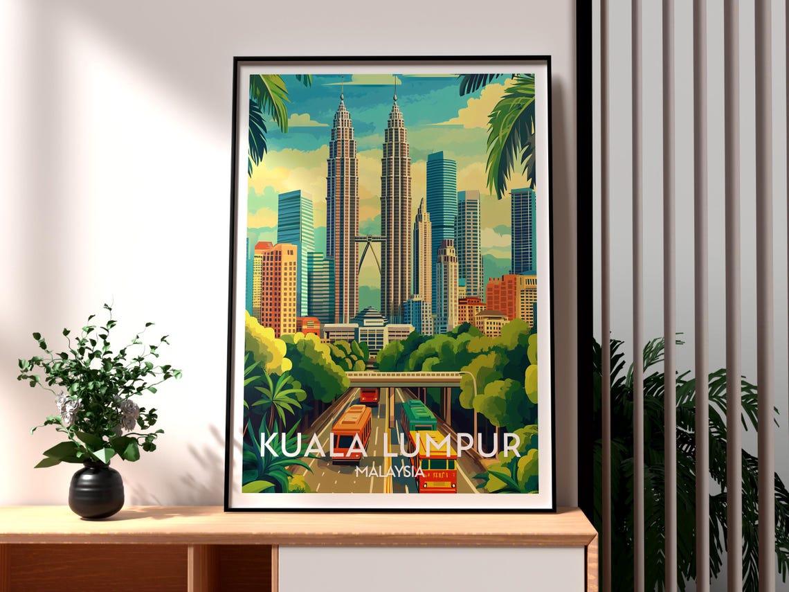 Kuala Lumpur Print Malaysia Wall Art Poster Kl Travel Backpacking Petronas Towers