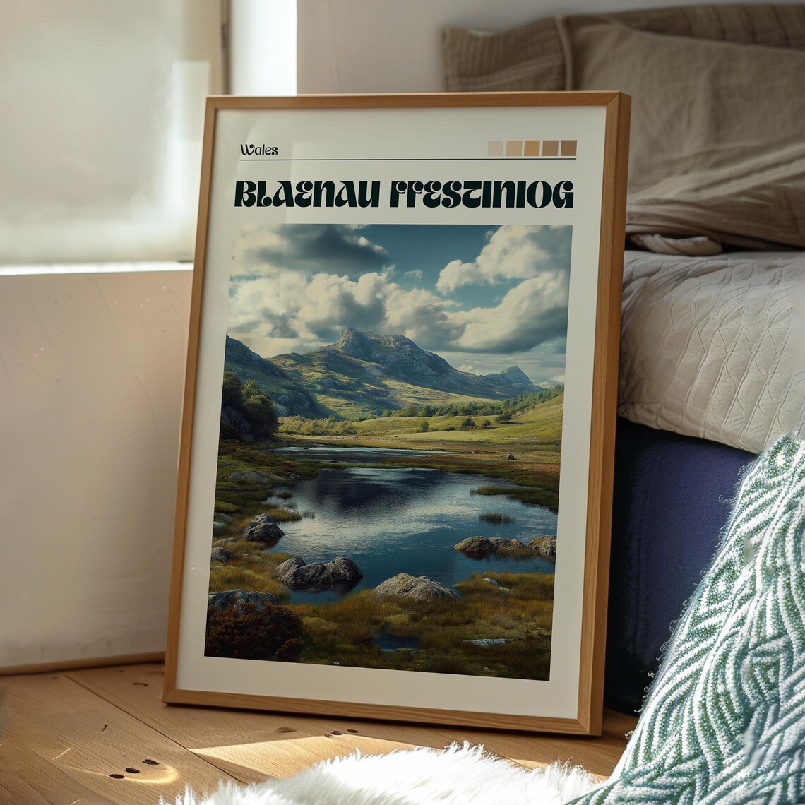 Blaenau Ffestiniog Wales Mountain Lake Landscape Travel Poster - Image 3