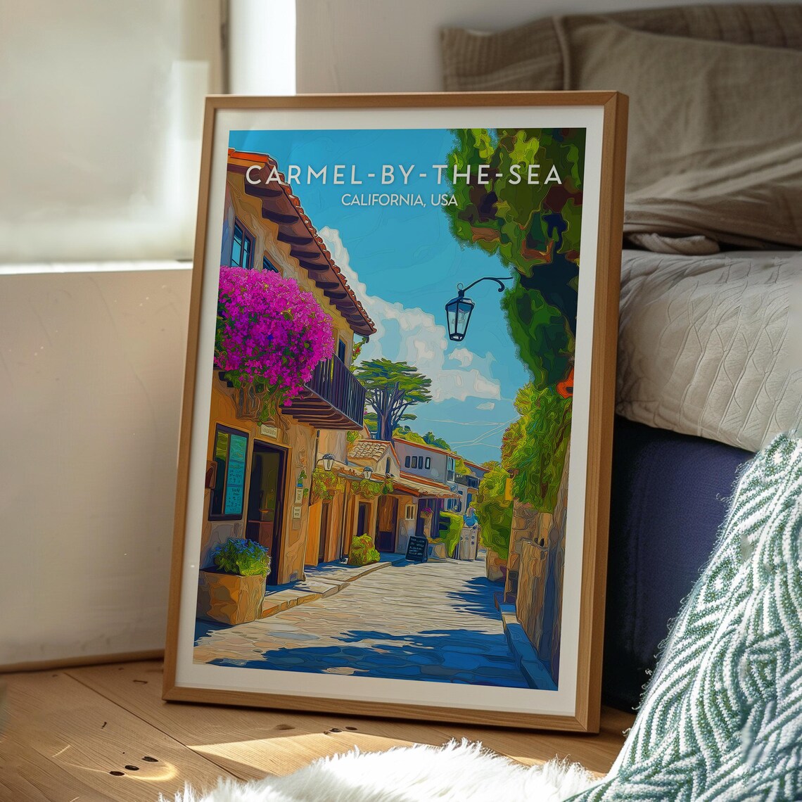 Carmel-by-the-Sea California Cobblestone Lane Garden Travel Poster - Image 3