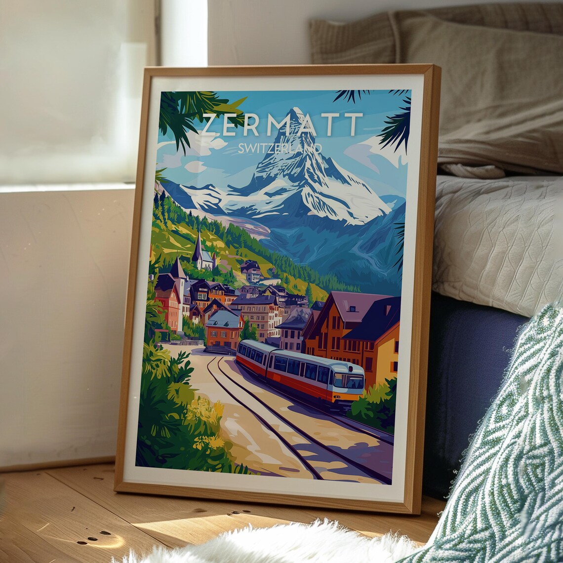 Zermatt Switzerland Matterhorn Village Train Alpine Travel Poster - Image 3