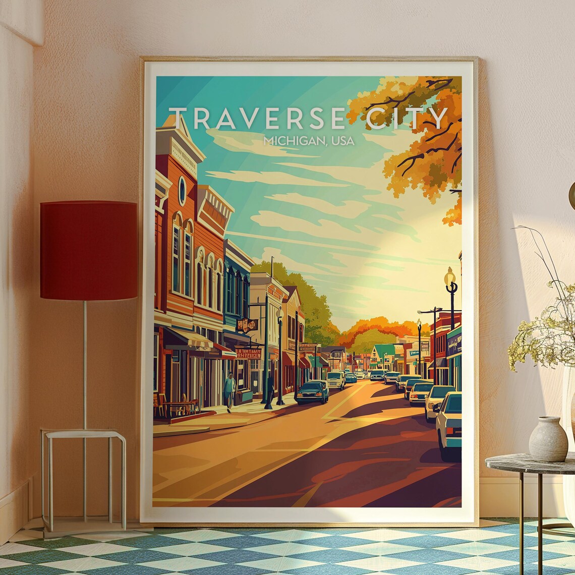 Traverse City Michigan USA Downtown Main Street Travel Poster - Image 2