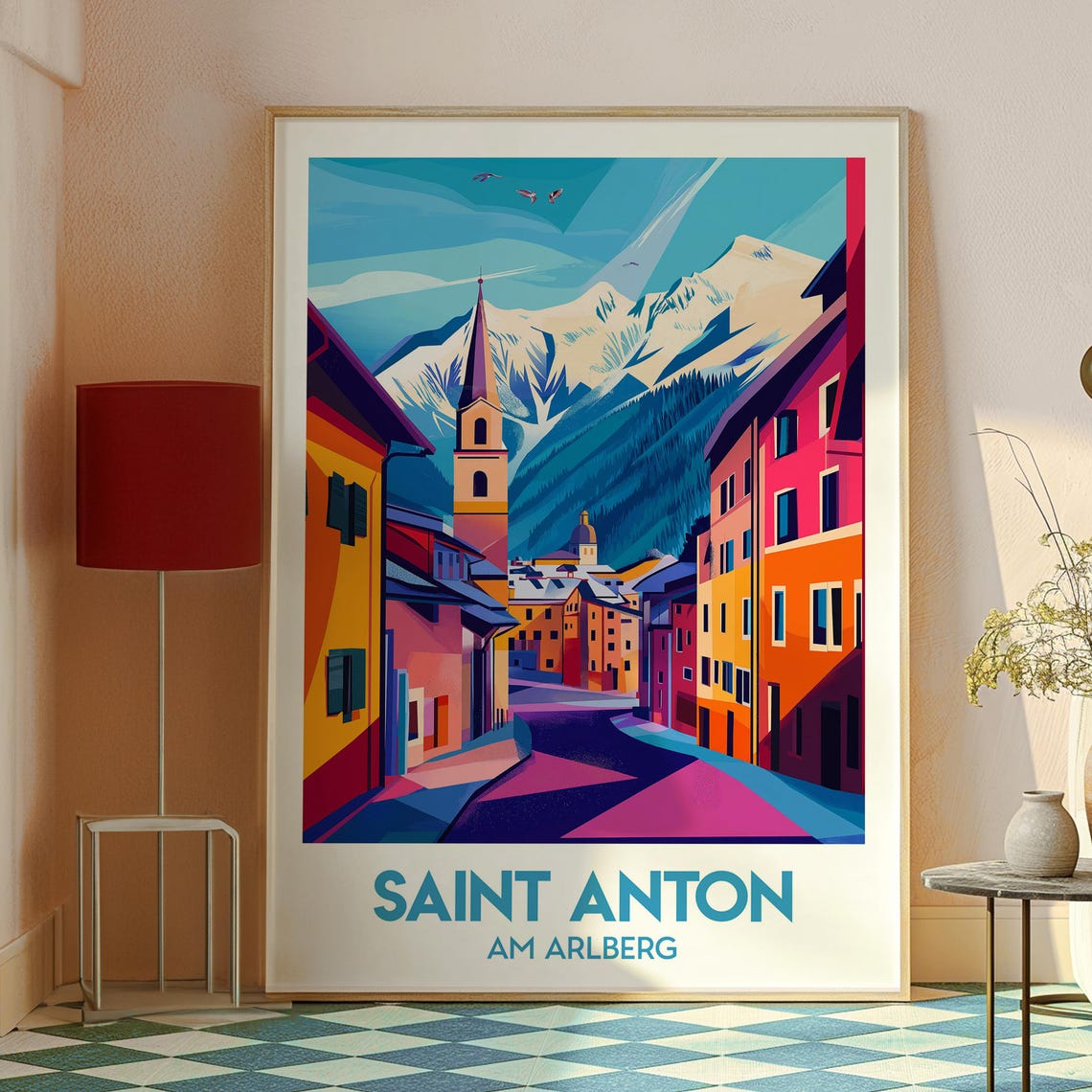 Saint Anton am Arlberg Austria Alpine Ski Village Winter Travel Poster - Image 2