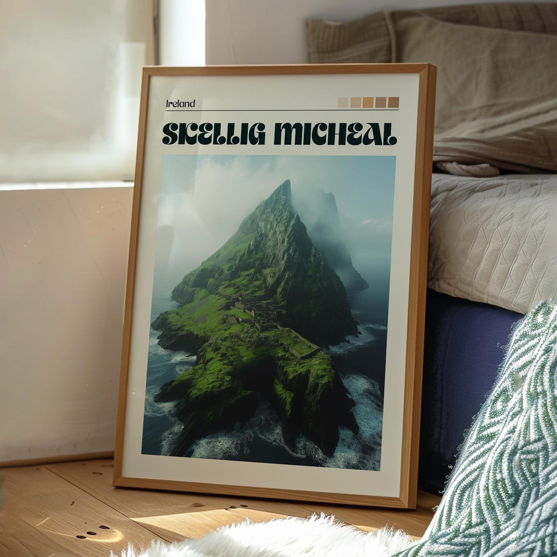 Skellig Michael Ireland Dramatic Sea Cliffs Misty Island Peak Poster - Image 3