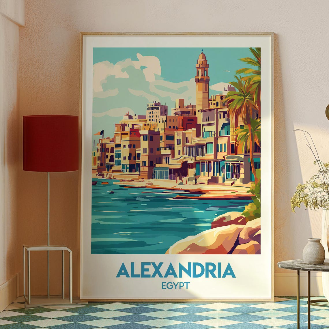 Alexandria Egypt Waterfront Old Town Harbor View Travel Poster - Image 2