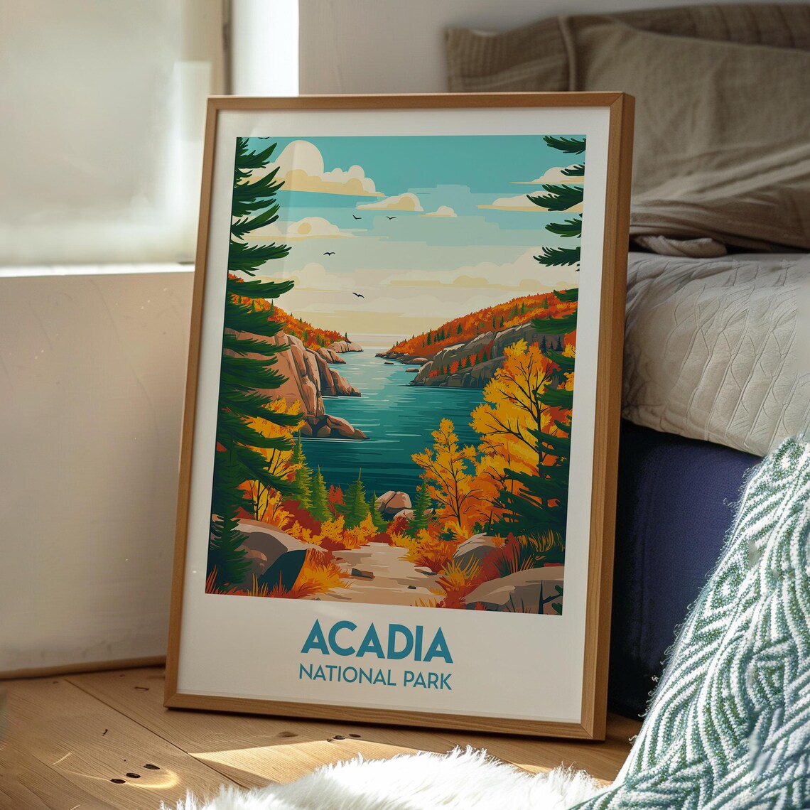 Acadia National Park Maine Autumn Coastline Foliage Travel Poster - Image 3
