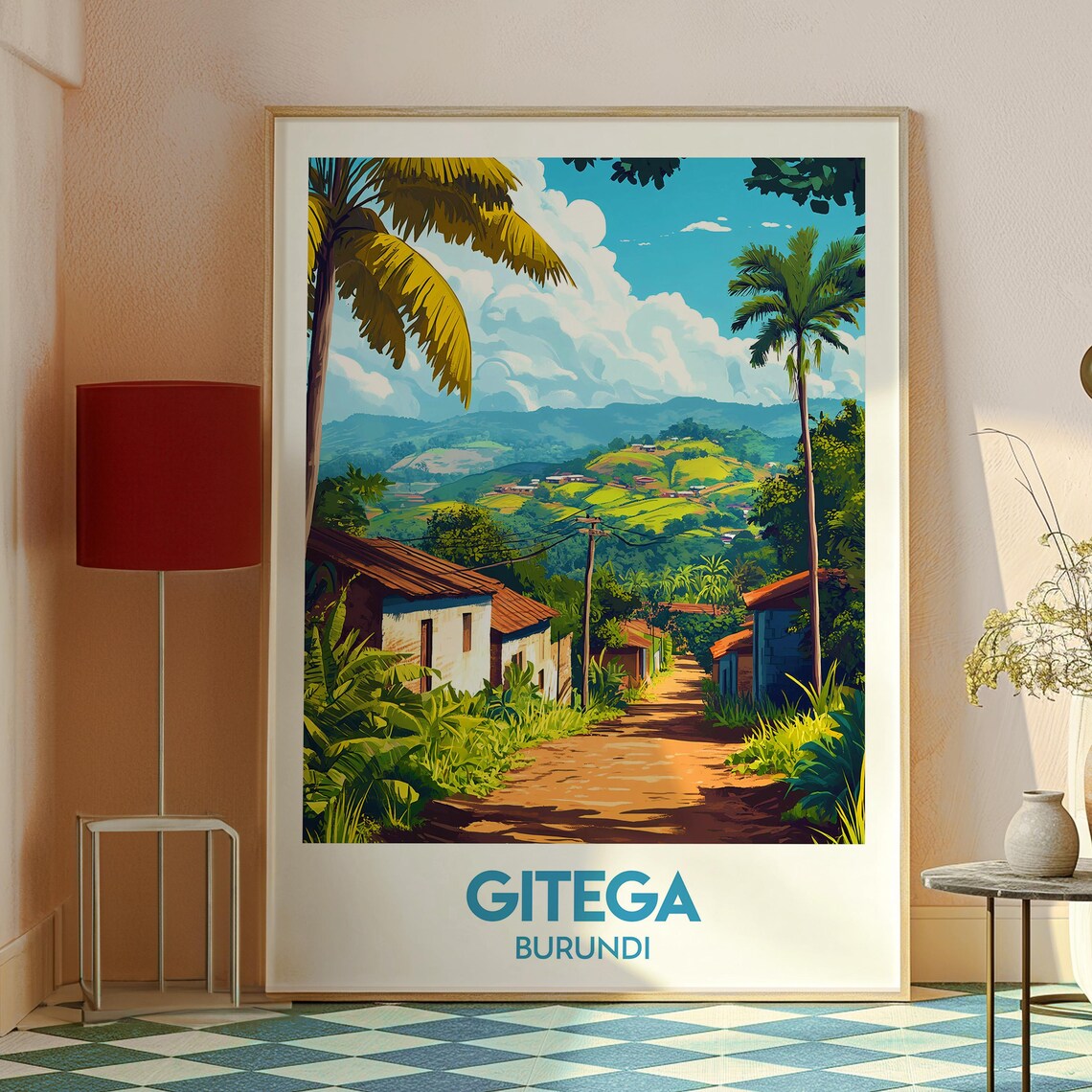 Gitega Burundi Village Dirt Road Palm Hills Africa Travel Poster - Image 2