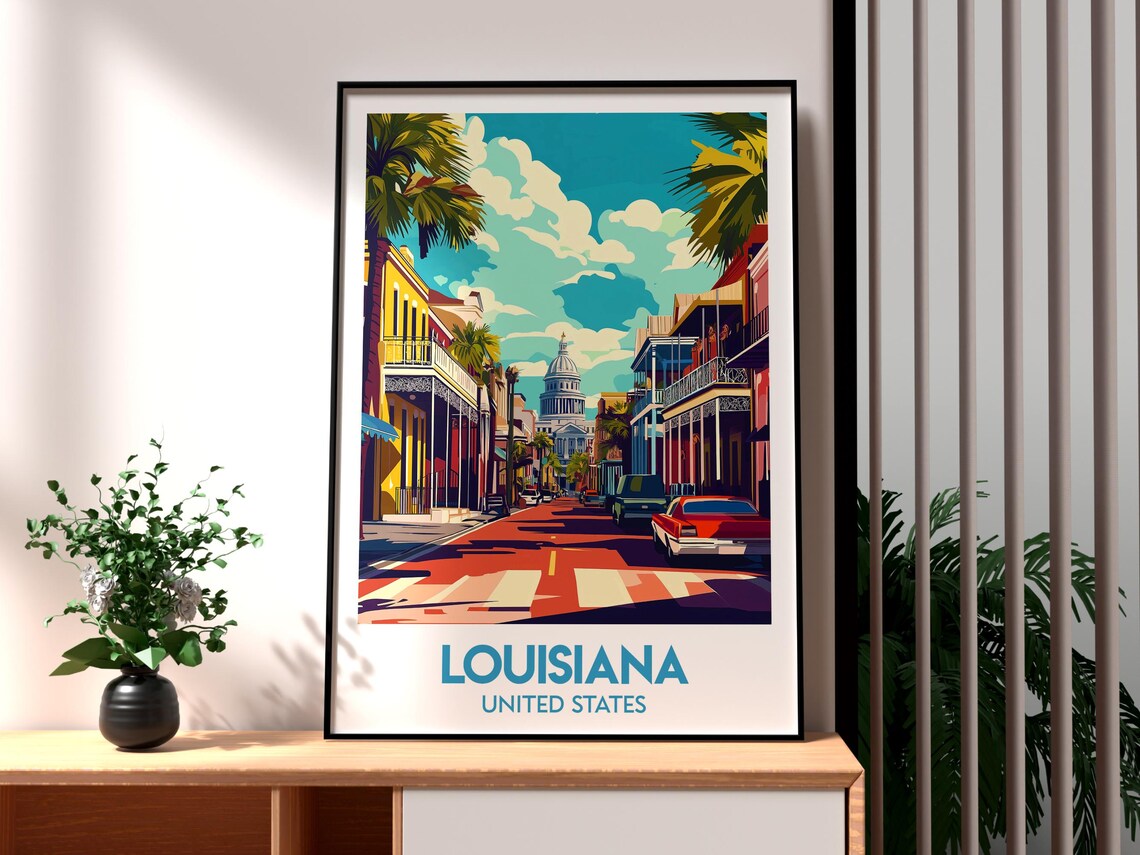 Louisiana United States New Orleans Street Vintage Cars Poster
