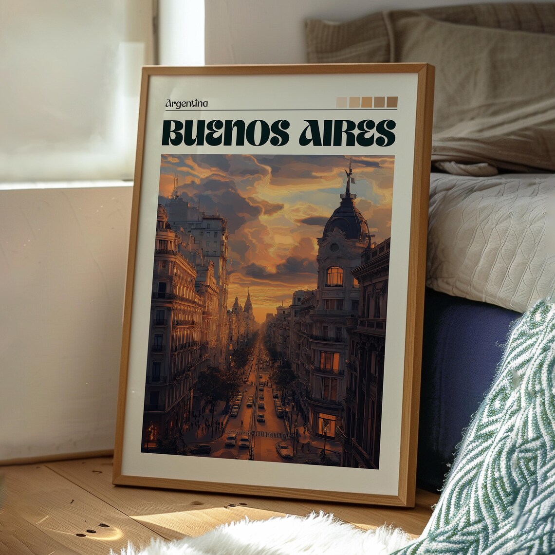 Buenos Aires Argentina Sunset Avenue Historic Dome City Travel Poster - Image 3