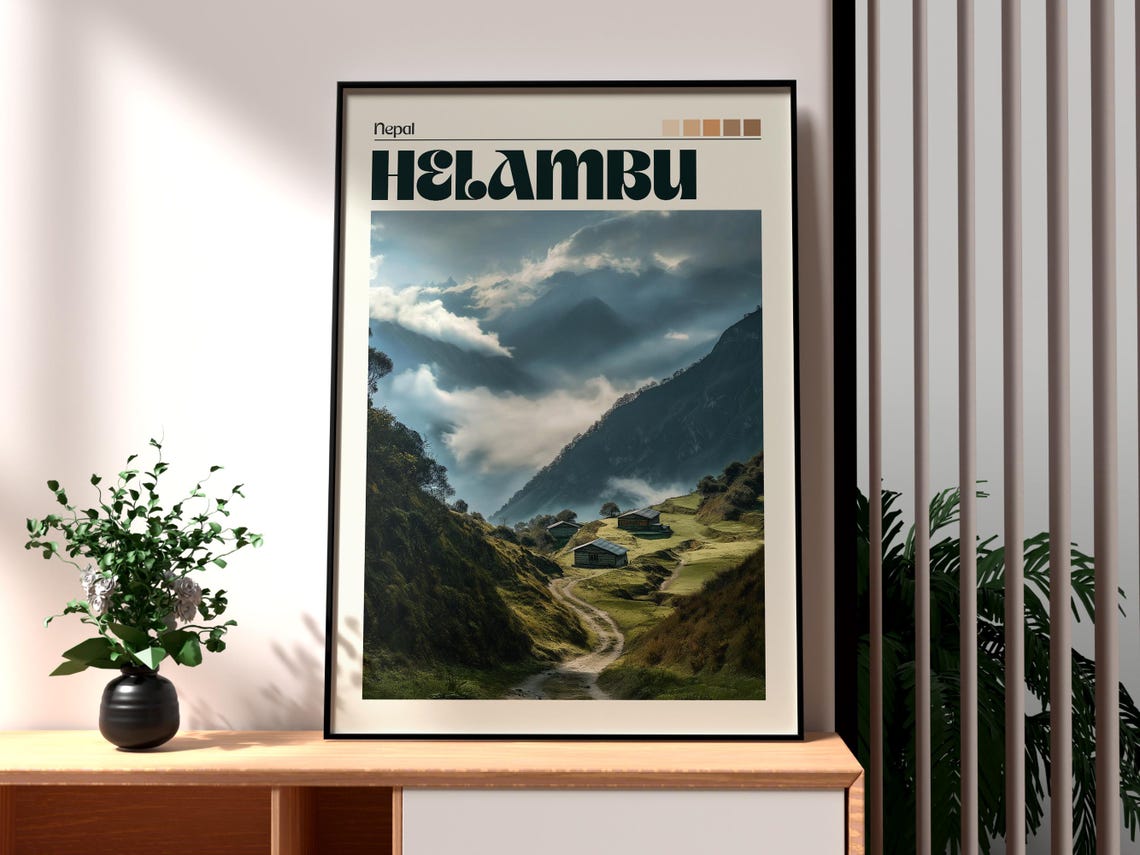 Helambu Nepal Himalayan Trekking Trail Mountain Village Clouds Poster