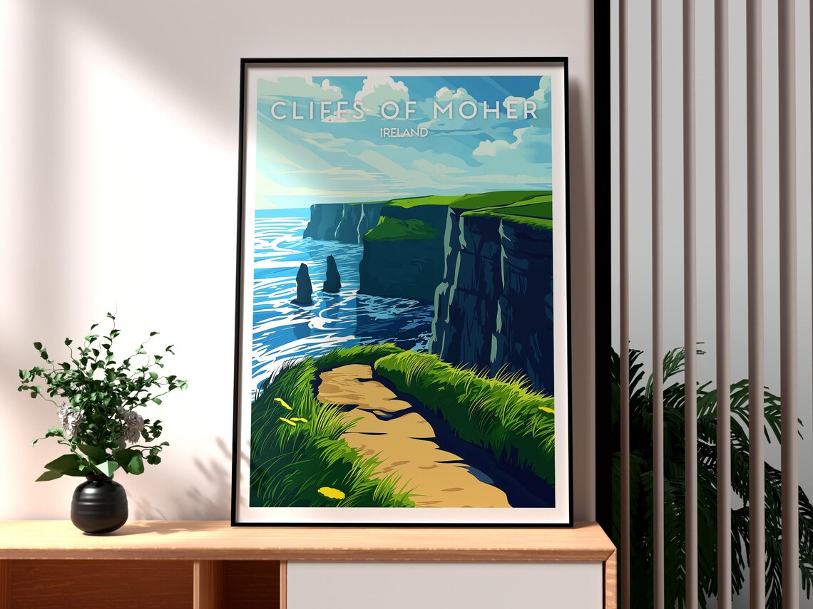 Cliffs of Moher Ireland Sea Cliffs Coastal Trail Travel Poster