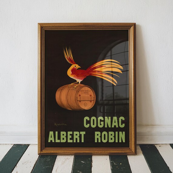 Vintage Poster Cognac Print Bar Cart Decor Art Nouveau French Advertisement Retro Wall