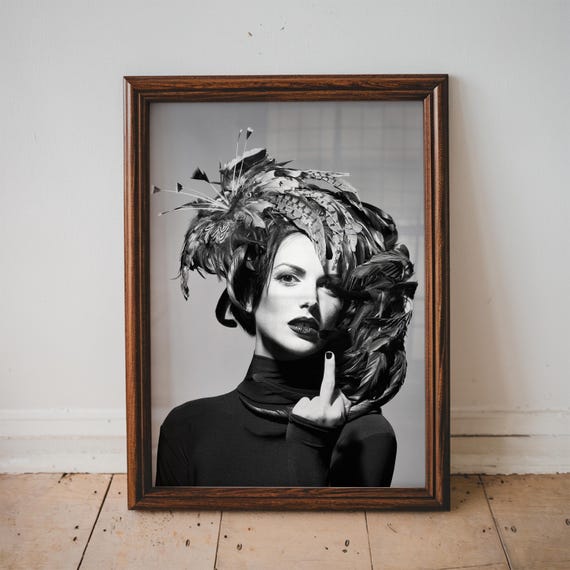 Middle Finger Up Black And White Photo Feminist Wall Art Woman Empowermentphotography Prints Vintage Print Unframed