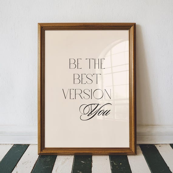 Be The Best Version Of You Positive Quote Wall Art Motivational Print Trendy Decor Apartment Blue Home