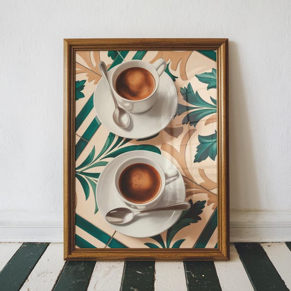 Italian Coffee Painting Kitchen Wall Art Print Lover Gifts Trendy Decor Dopamine Unframed