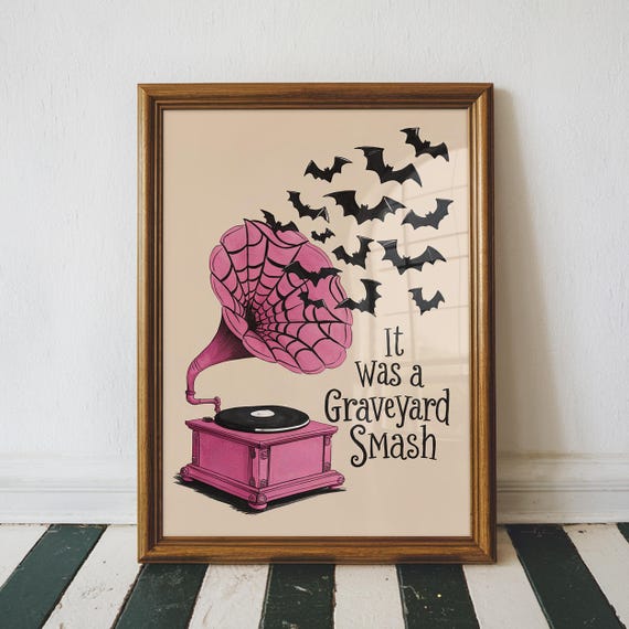 It Was A Graveyard Smash Halloween Print Cute Home Decor Apartment Air Bnb Unframed