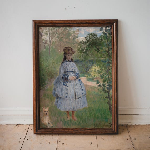 Girl With Dog By Claude Monet Impressionist Art Impressionism Classical Wall Botanical Decor