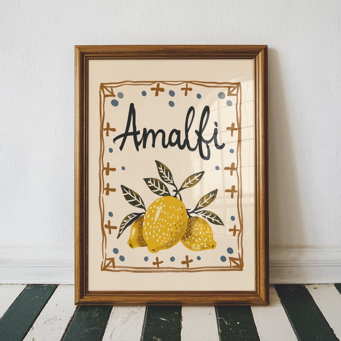 Amalfi Italy Lemon Illustration Vintage Italian Travel Poster