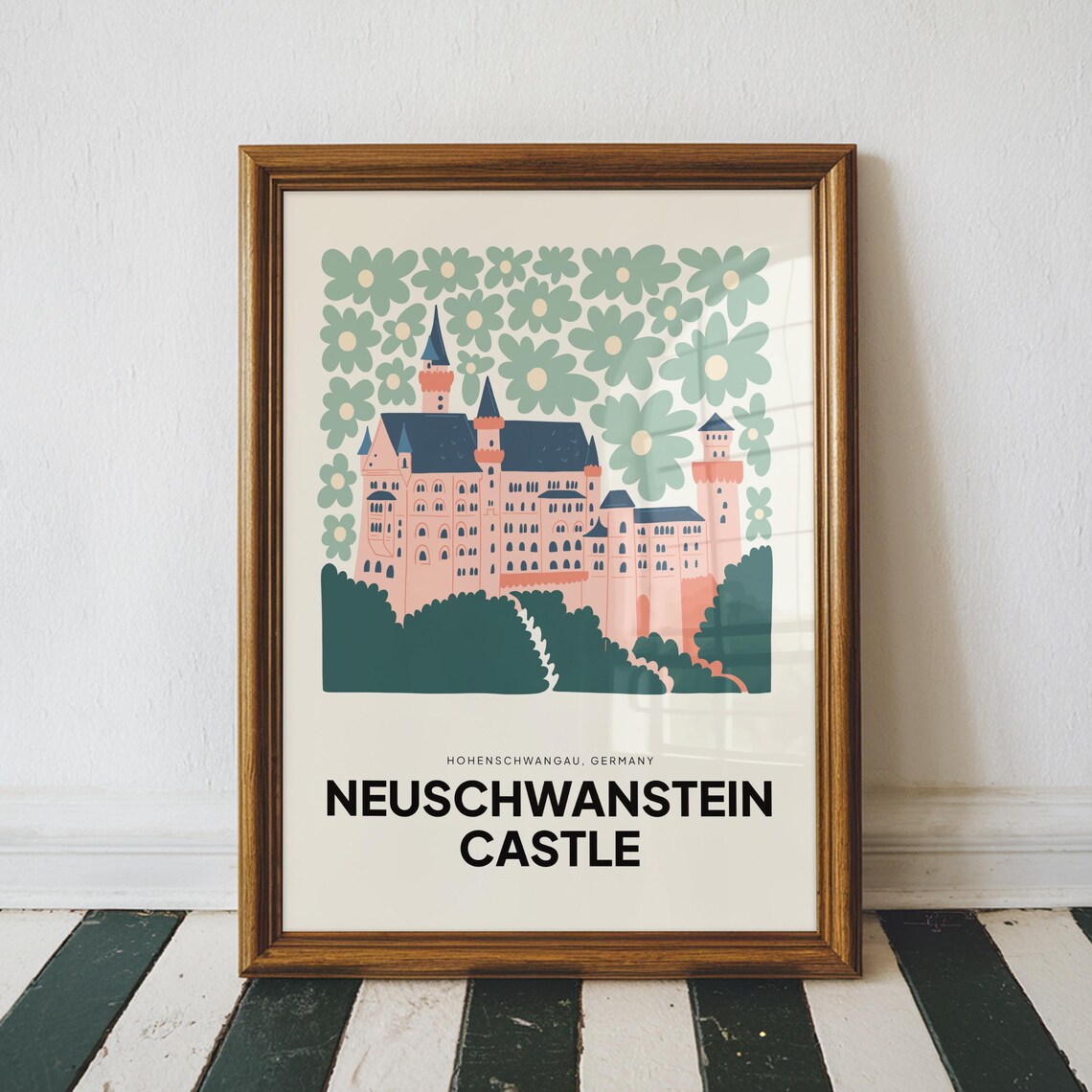 Neuschwanstein Castle Germany Fairytale Retro Travel Art Poster