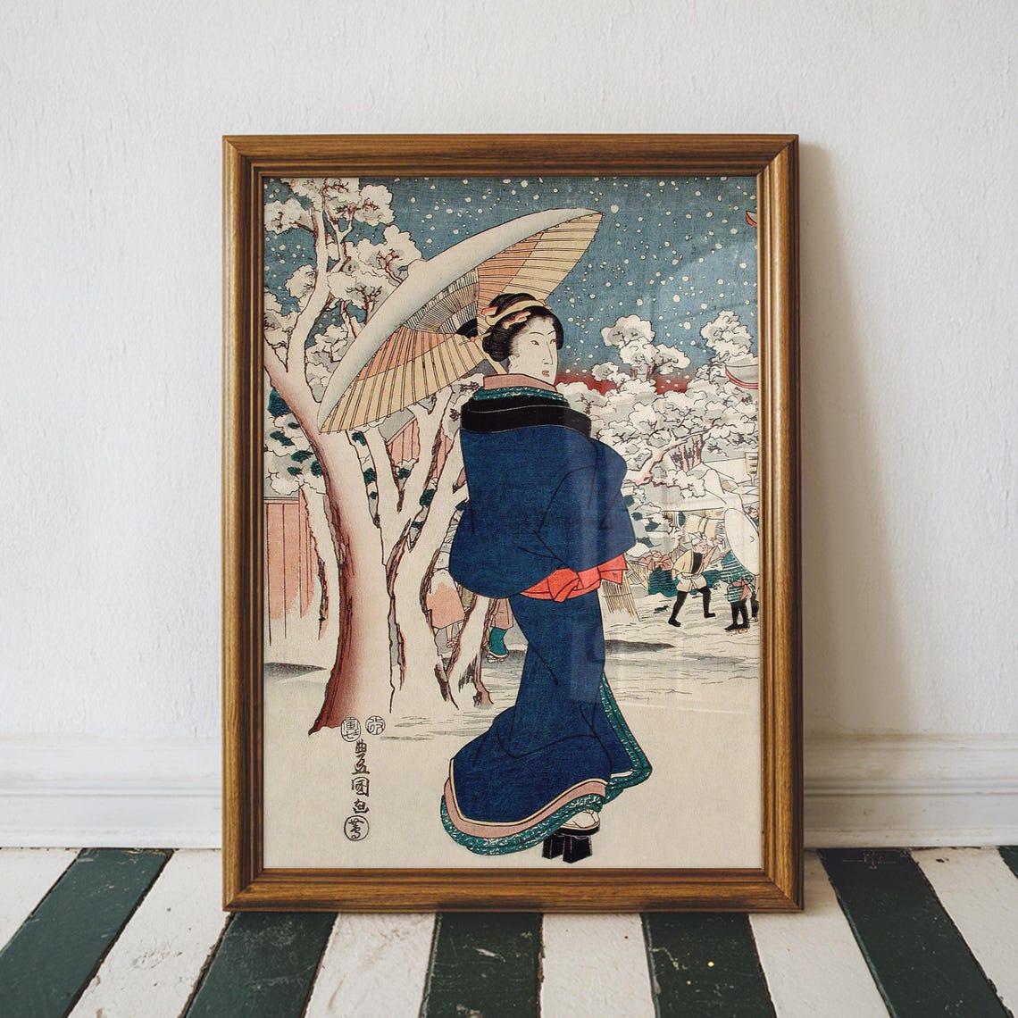 Vintage Japanese Woodblock Print The Yearend Fair At Asakusa Woman Living Room Large Wall Art Ukiyoe Utagawa Kunisada