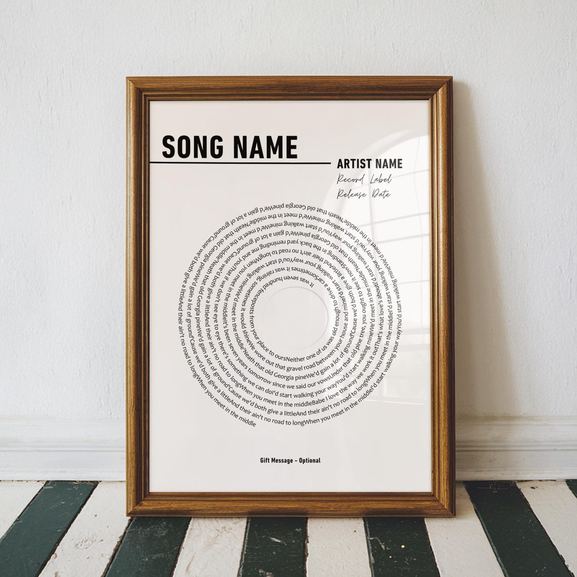 Custom Vinyl Record Lyrics Circle Song Personalized Gift Poster