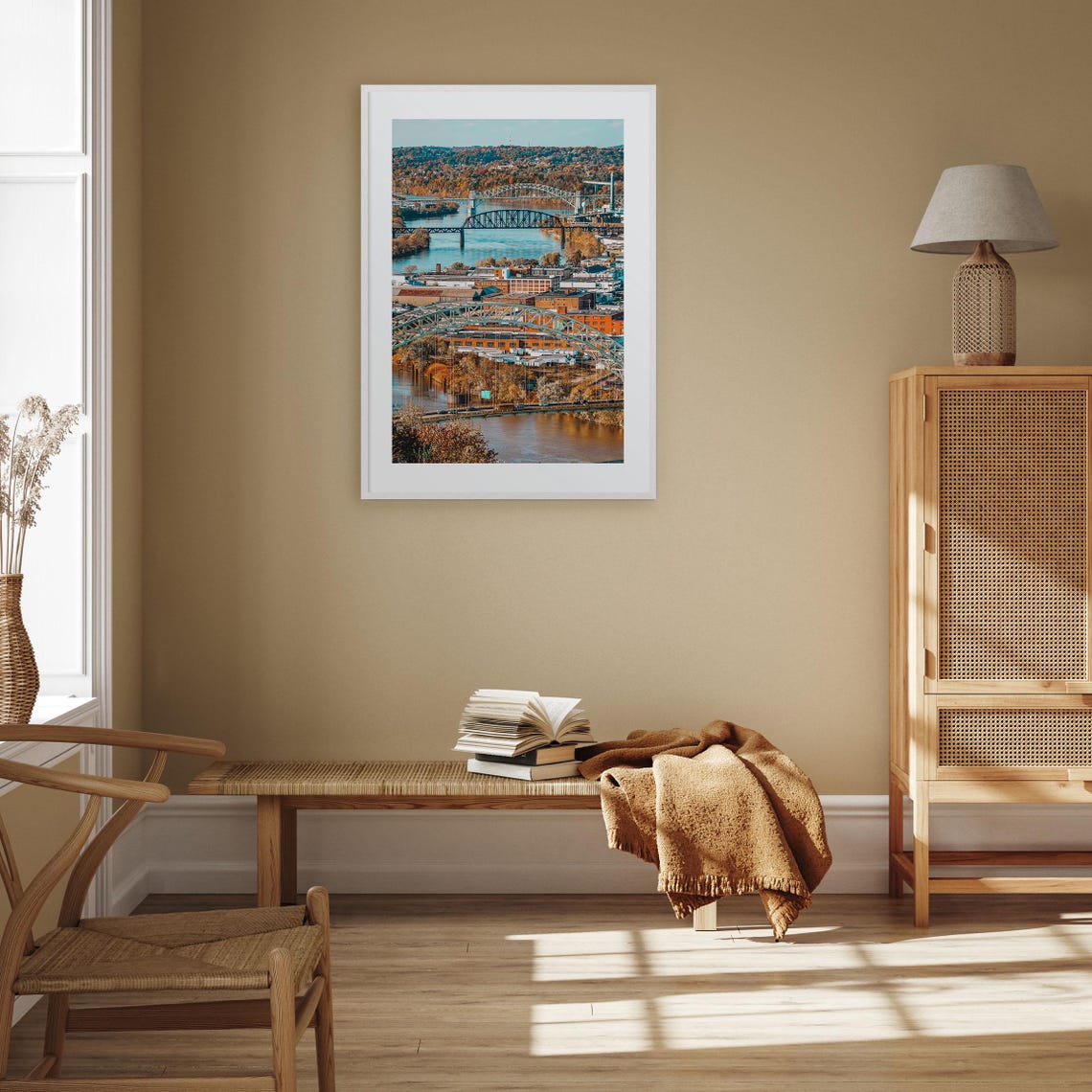 Ohio River City Bridges Autumn Skyline Overlook Landscape Photo Poster - Image 3