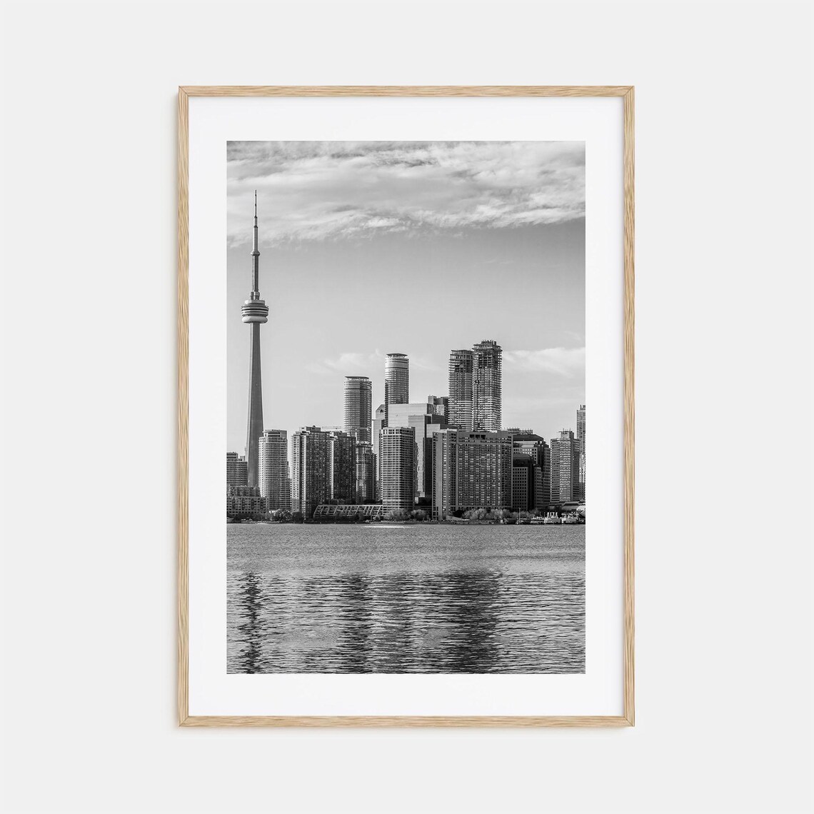 Toronto Skyline CN Tower Lake Ontario Black and White Poster