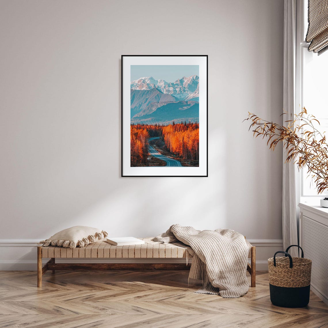 Denali Alaska Fall Foliage Snow Capped Peaks Highway View Photo Poster - Image 2