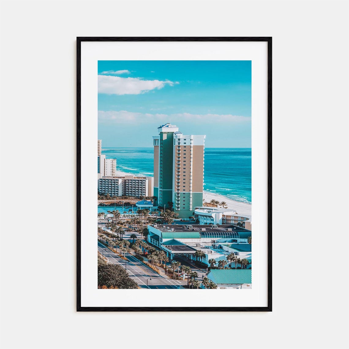 Beach Resort Towers Along Turquoise Coastline Aerial View Print