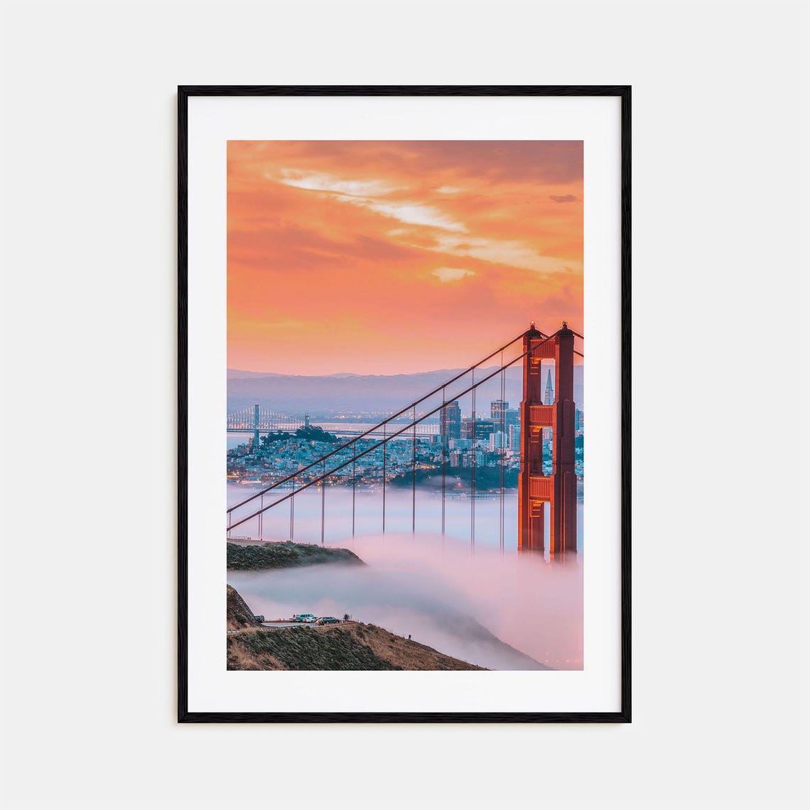 Golden Gate Bridge Rising Through the Fog at Sunset Photo Print