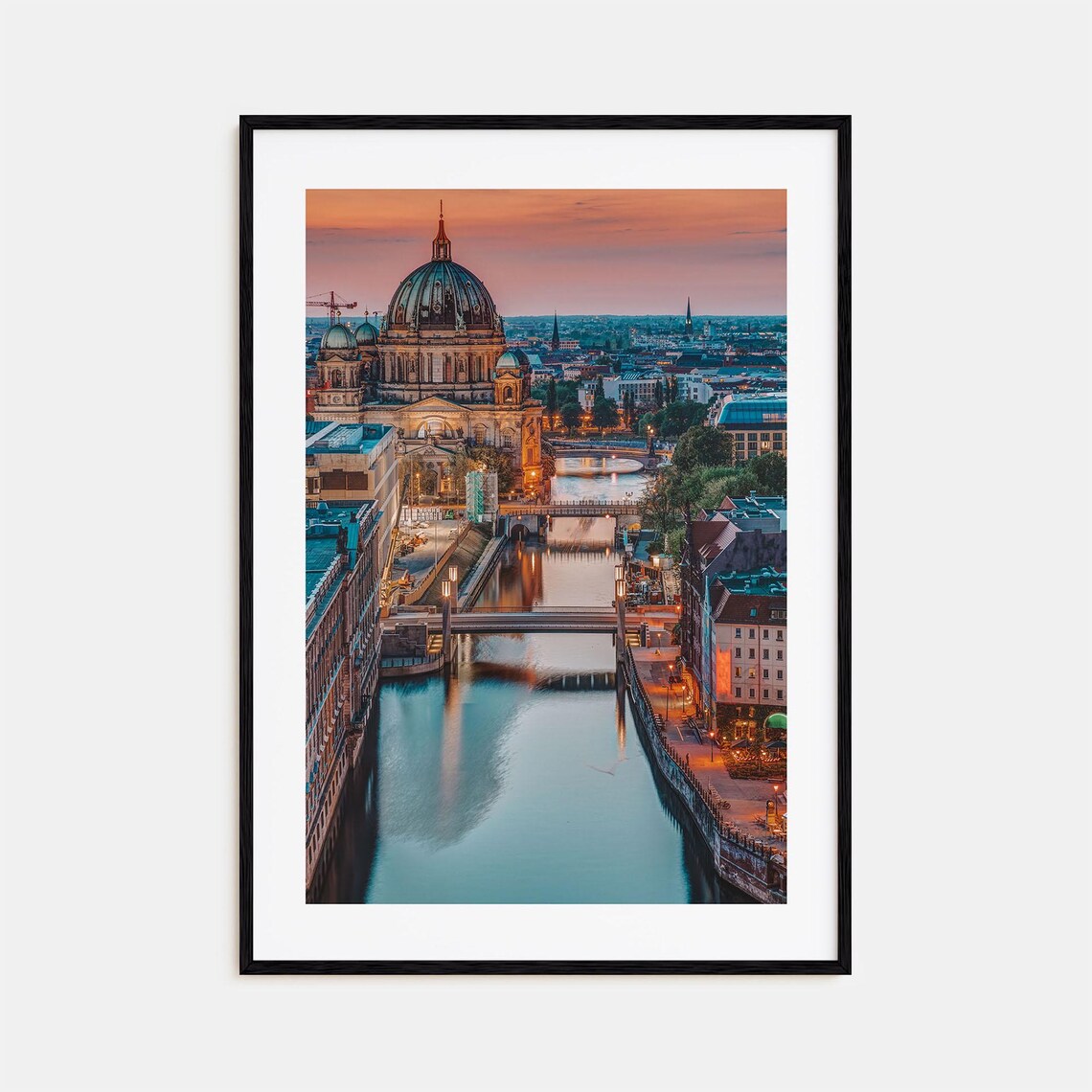 Berlin Cathedral Over the Spree River at Sunset Cityscape Poster