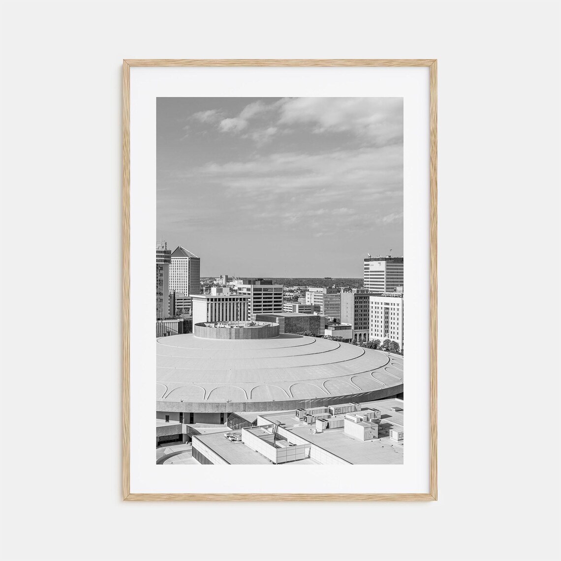 Wichita Arena Dome Downtown Skyline Black And White Art Poster