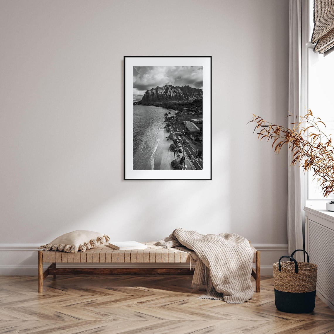 Oahu Black And White Travel Poster Print - Image 2