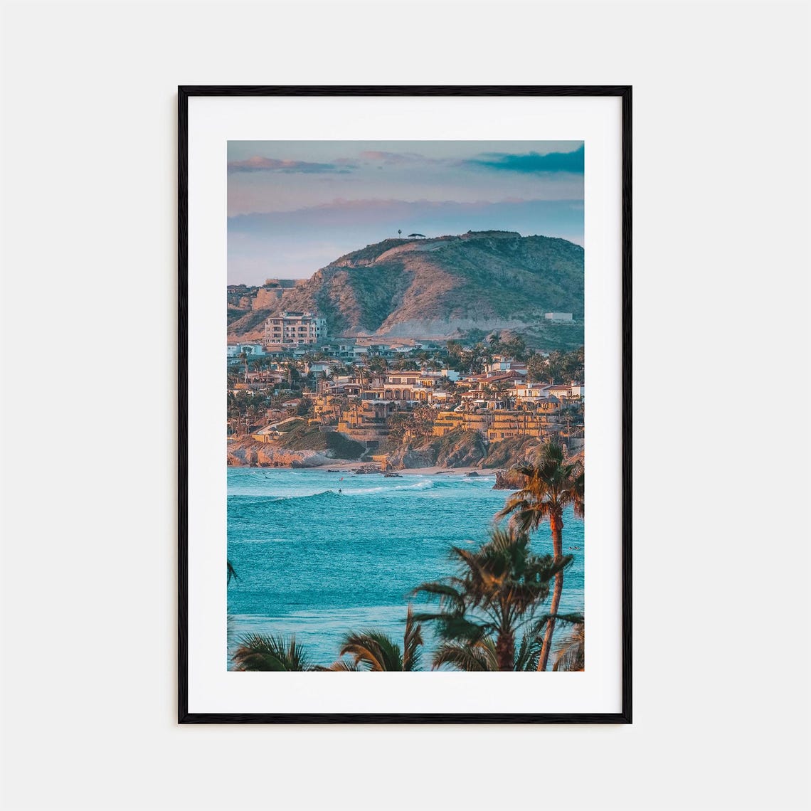 Cabo San Lucas Coast Poster Hillside Town Turquoise Ocean View