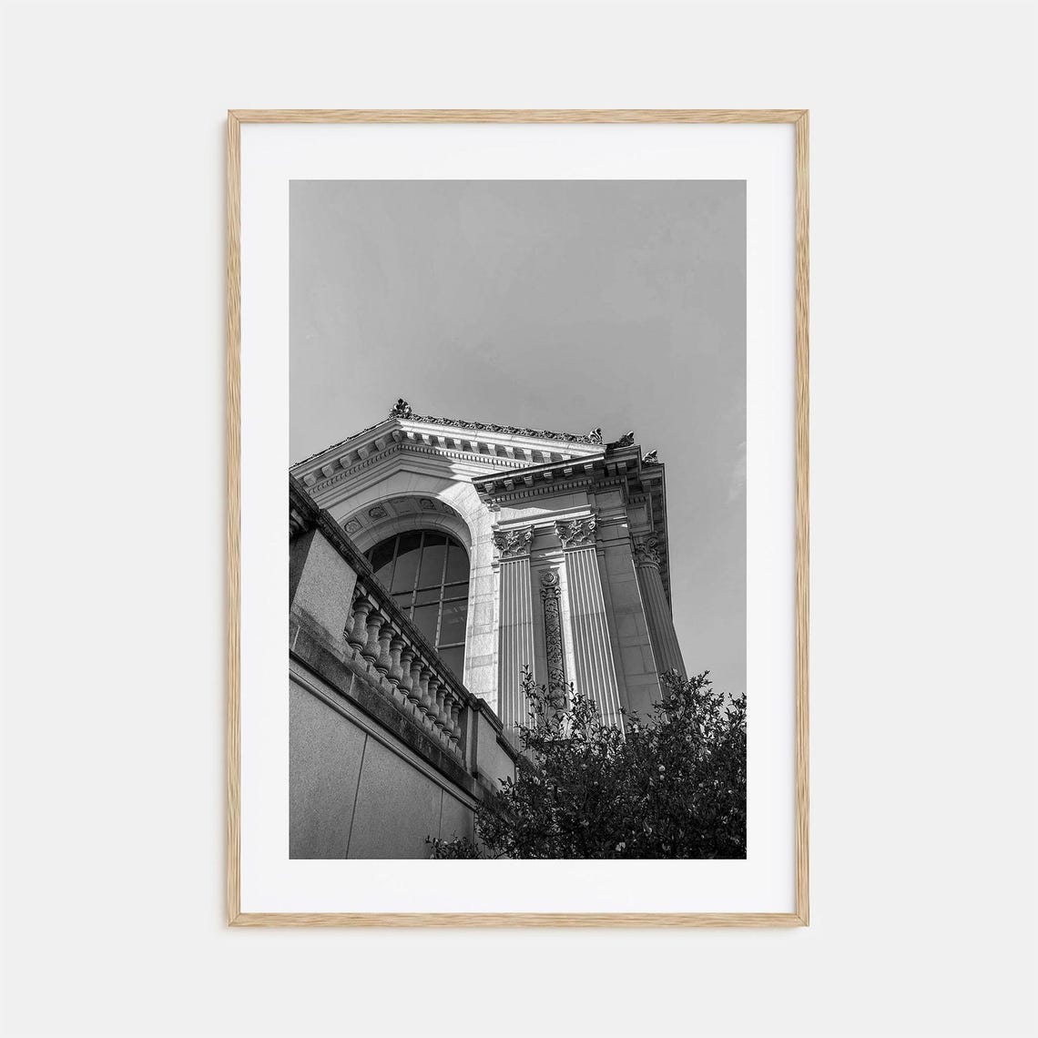 Berkeley Classical Columns Facade Black and White Photo Poster
