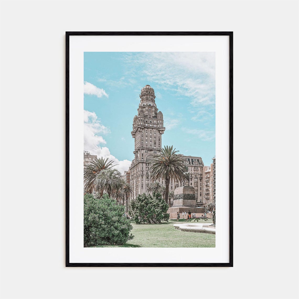 Montevideo Palacio Salvo Tower Palms and Plaza Independencia Poster