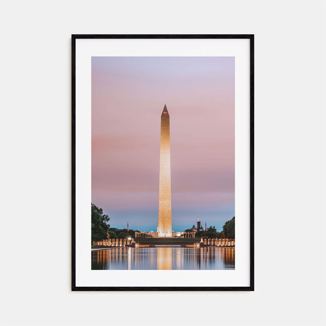 Washington Monument Dusk Reflection Pool Skyline Capital Poster