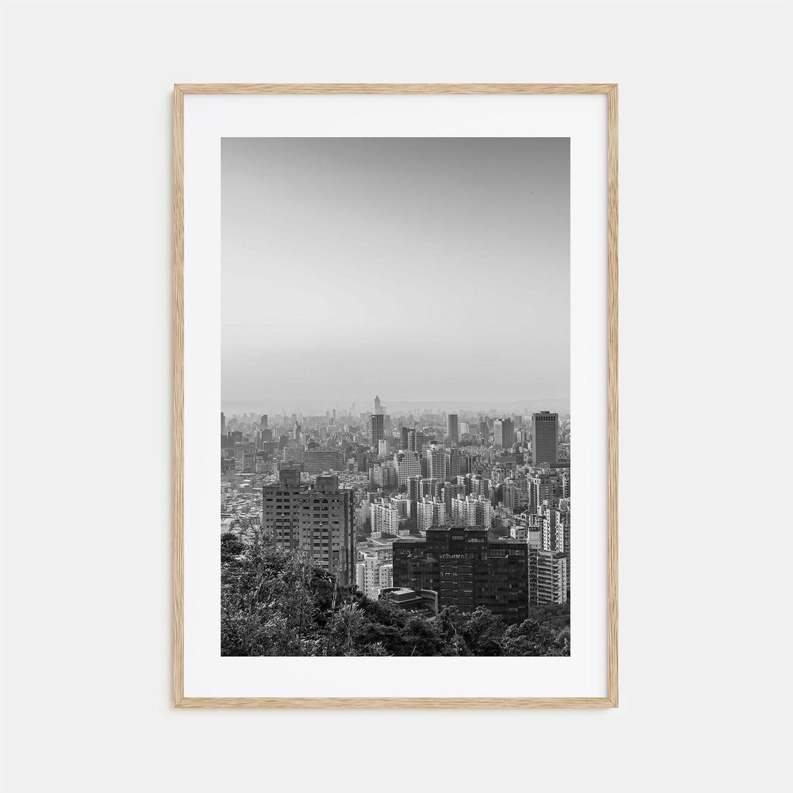 City Skyline Panorama Hazy Morning Urban Buildings View Poster