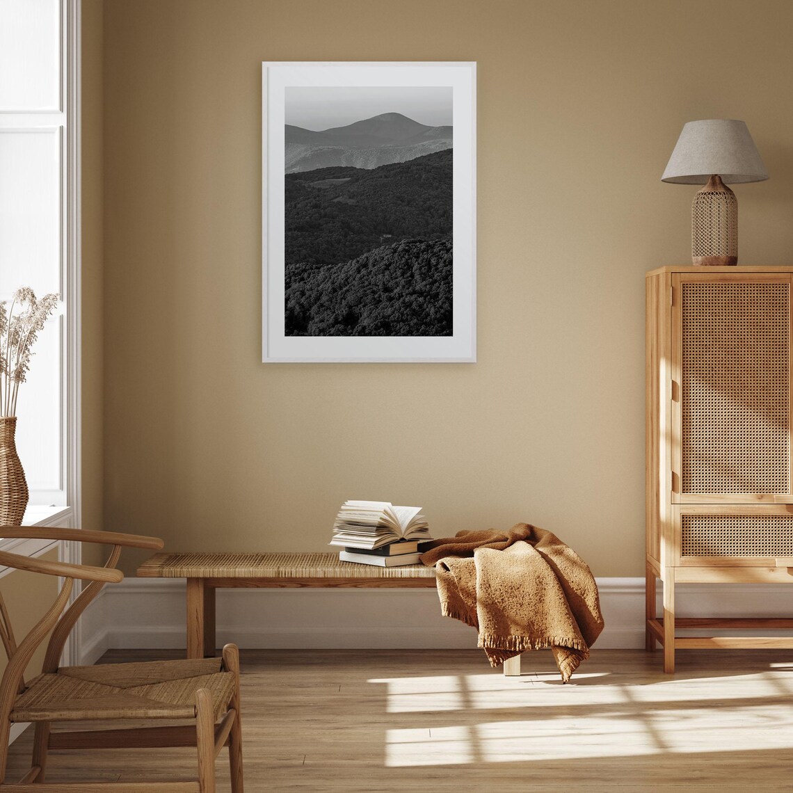Appalachia Rolling Forest Mountain Ridges Black And White Photo Poster - Image 3