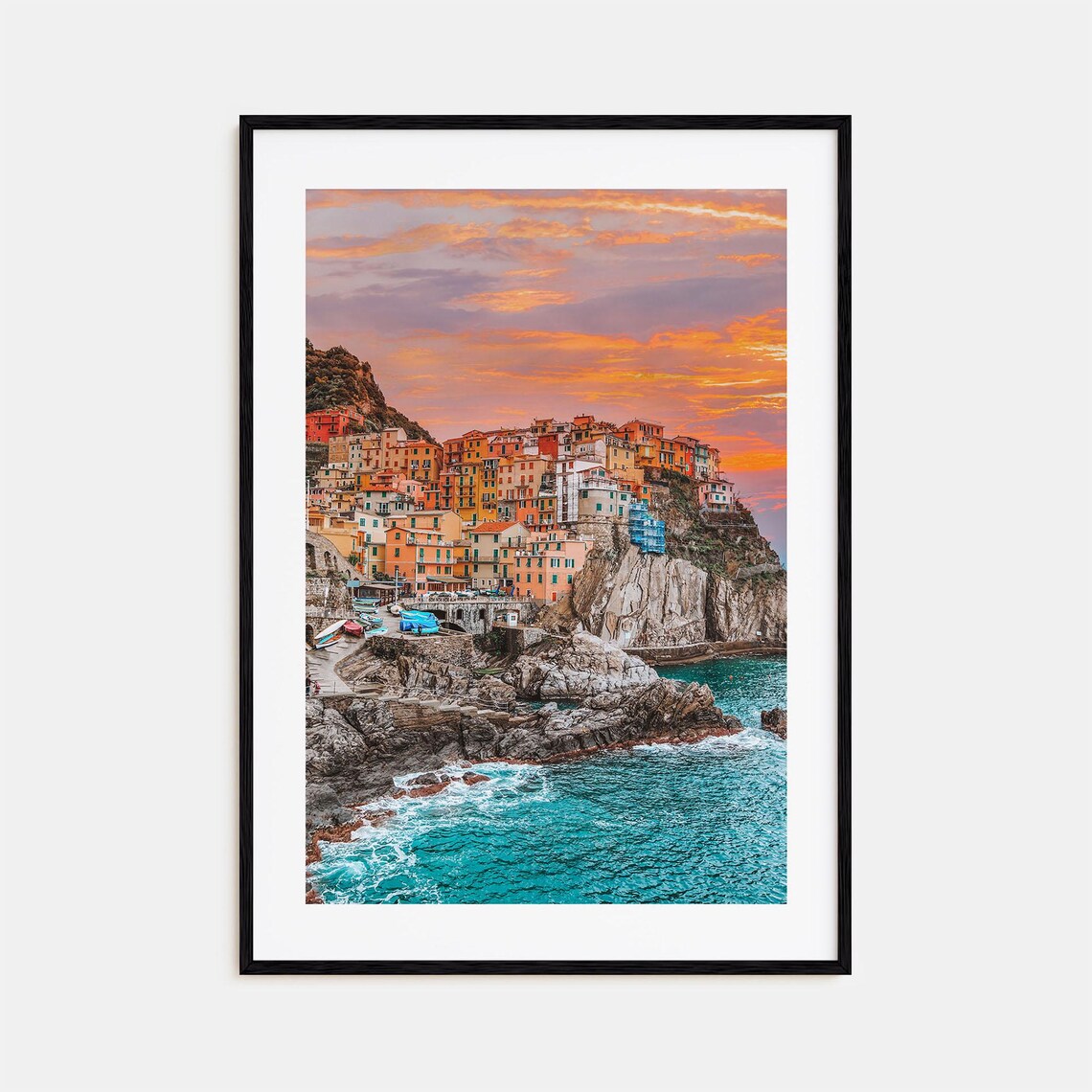 Cinque Terre Colorful Travel Poster, Street Map Art