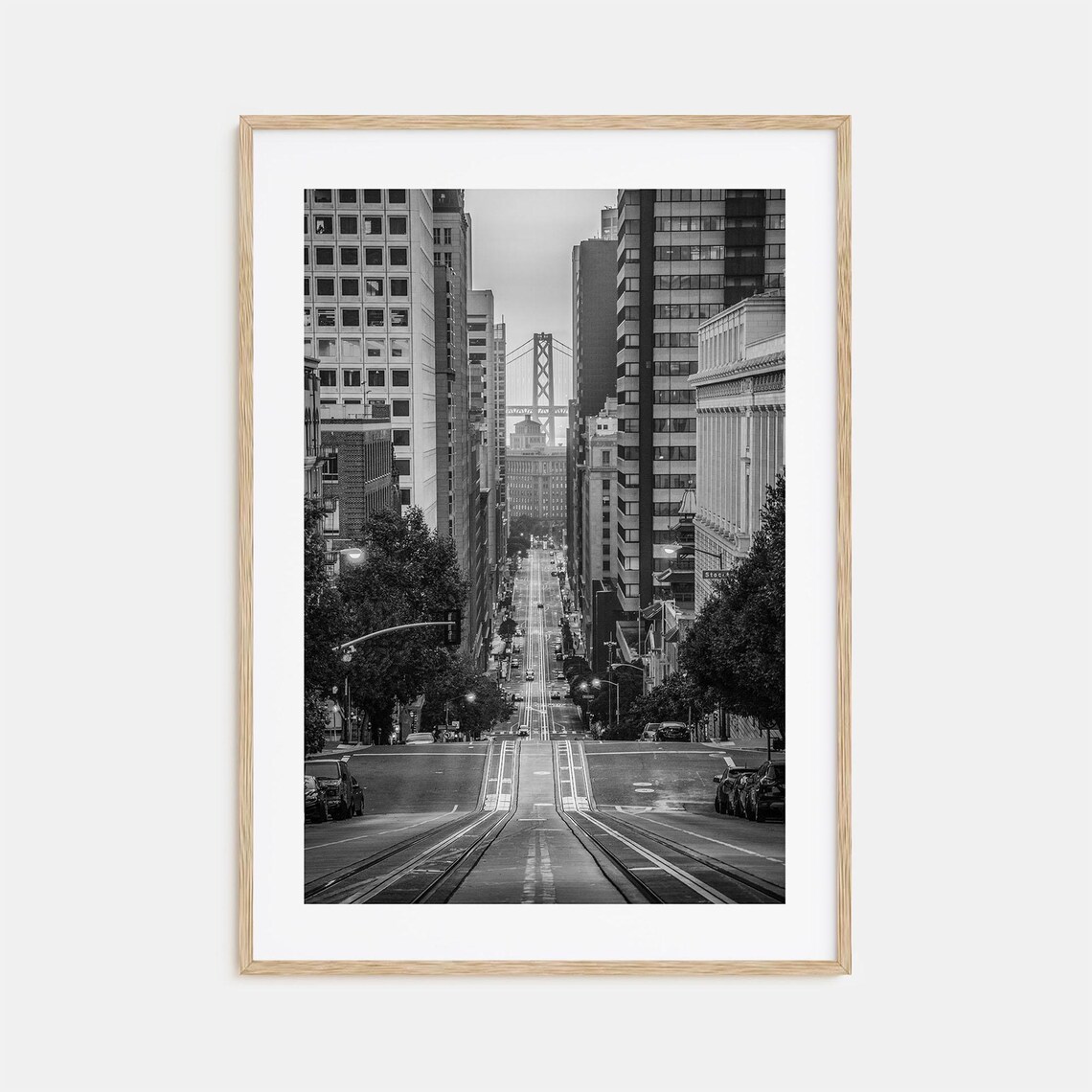 San Francisco California Street Cable Car Bay Bridge Photo Poster