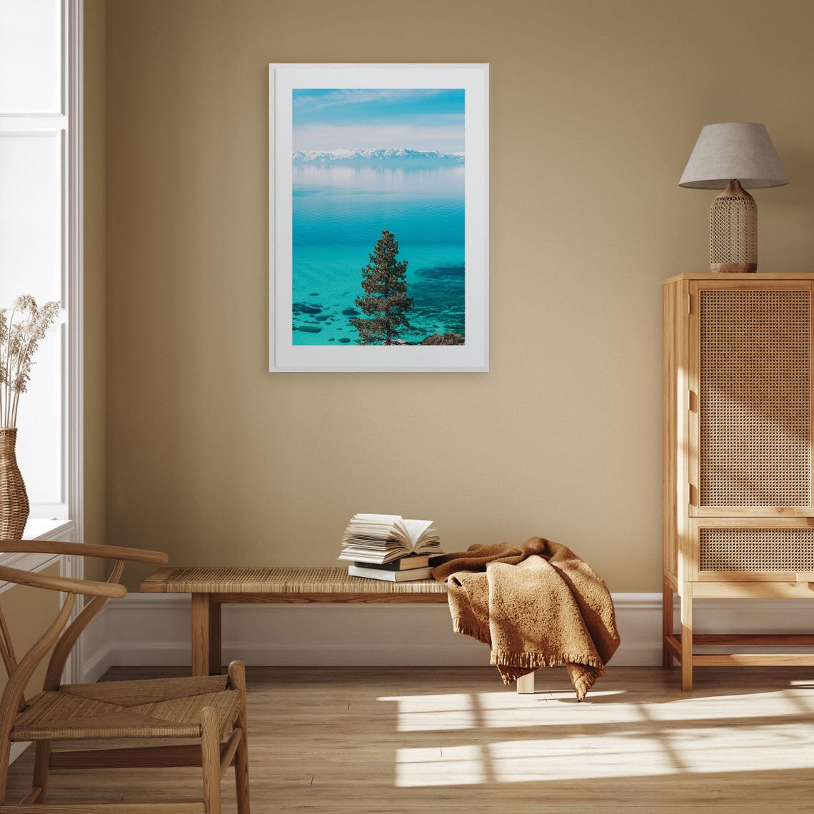 Lake Tahoe Turquoise Water With Pine Tree and Snow Peaks Poster - Image 2