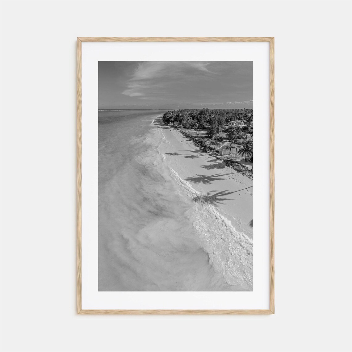 Zanzibar Tanzania Beach Aerial Black And White Tropical Shore Poster