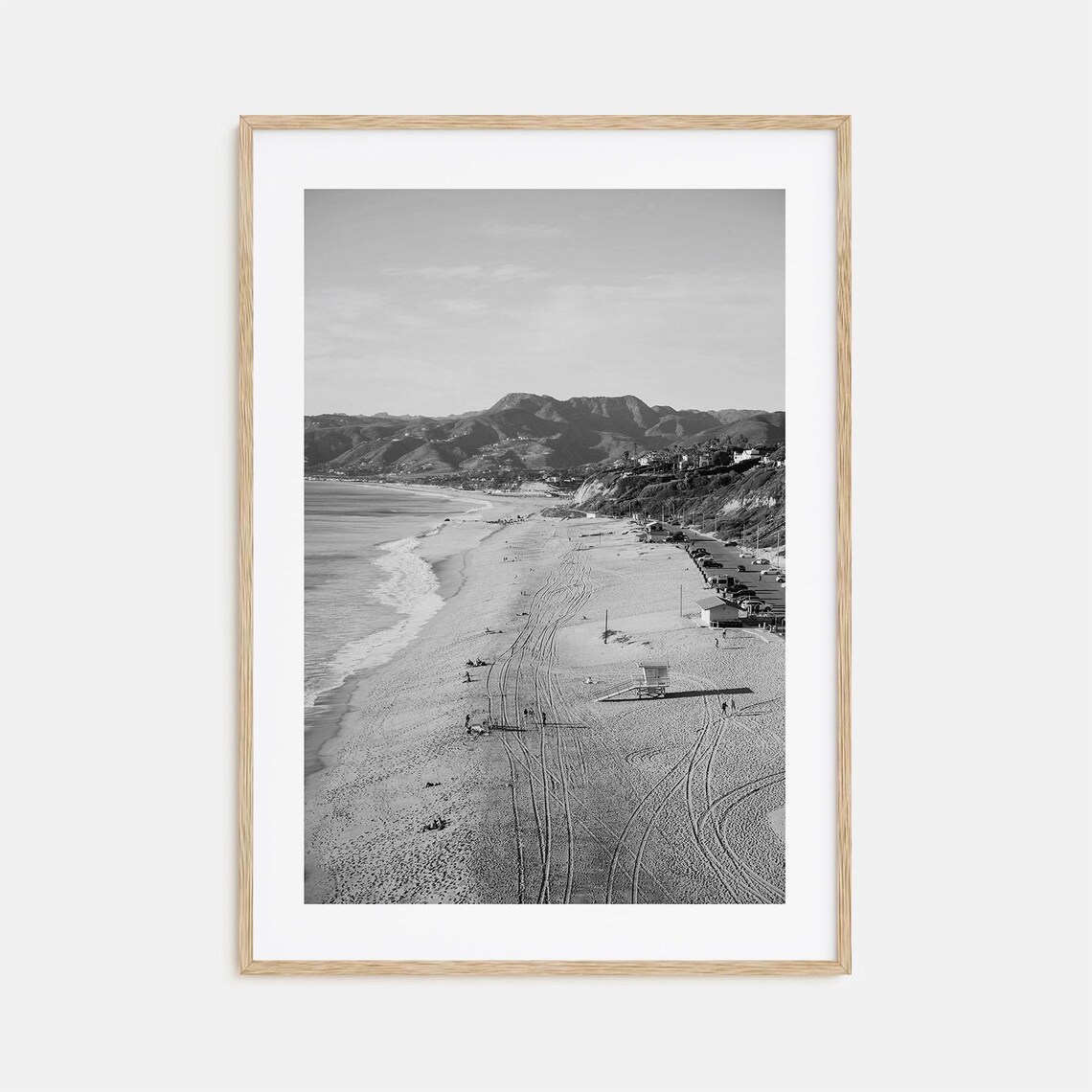 Malibu California Beach Lifeguard Tower Black and White Photo Poster