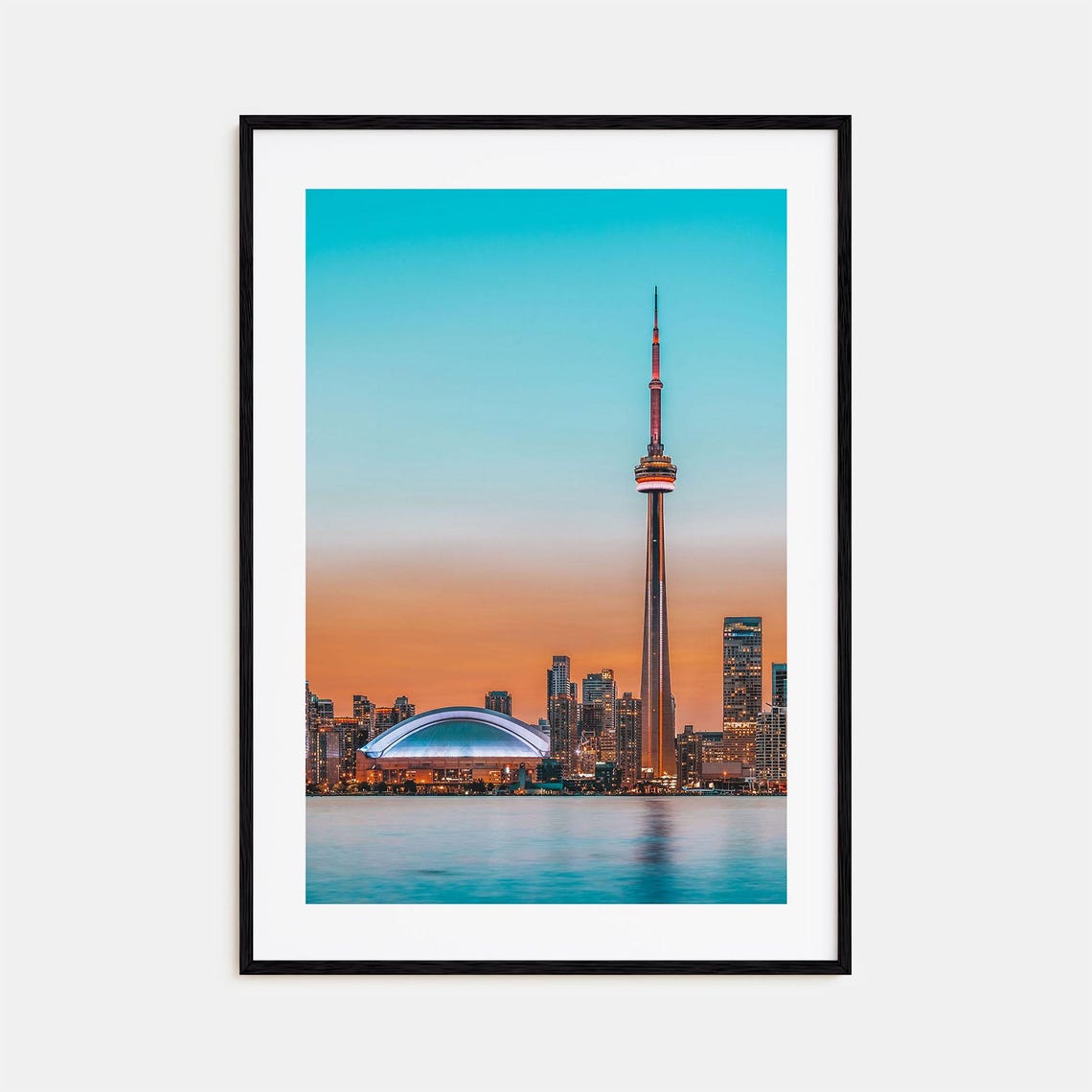 Toronto Skyline With CN Tower at Sunset Lakefront Photography Poster