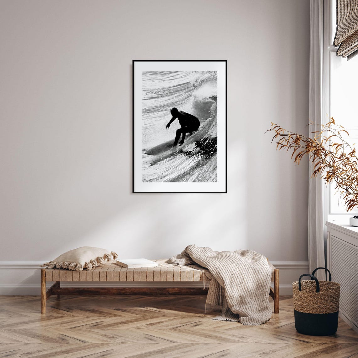 Surfer Riding Curling Wave Silhouette Action Ocean Photo Poster - Image 2