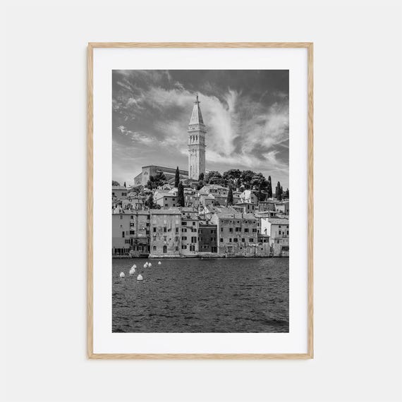 Rovinj Black and White Travel Poster, Croatia