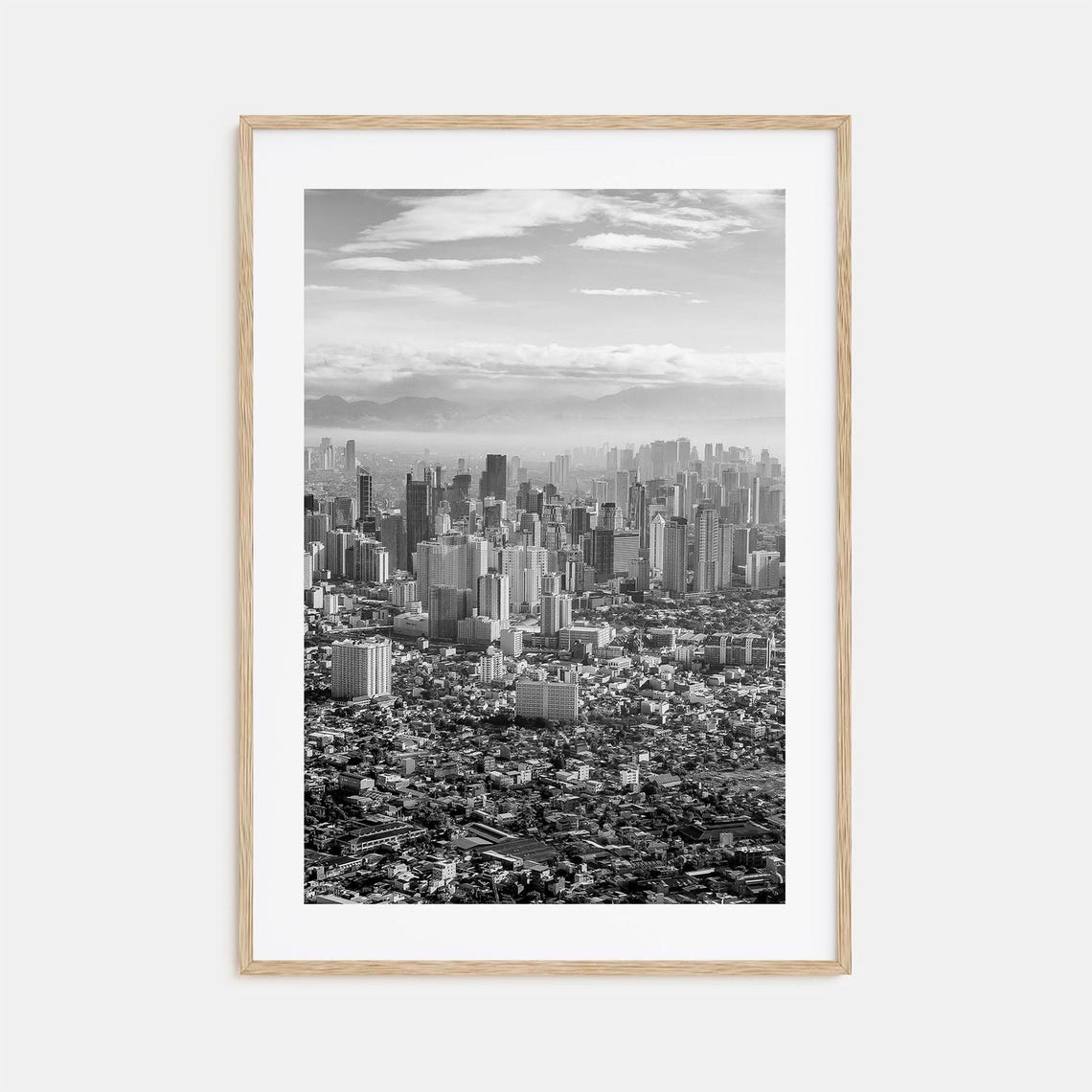 Manila Philippines Skyline Black And White Metro Cityscape Poster