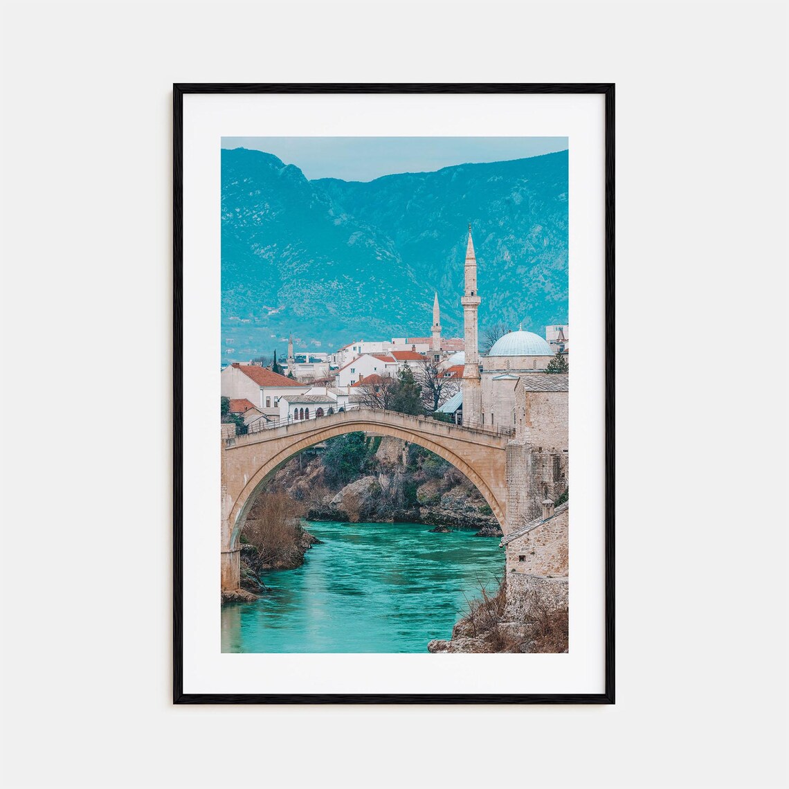 Bosnia Herzegovina Mostar Old Bridge Colorful Photography Poster