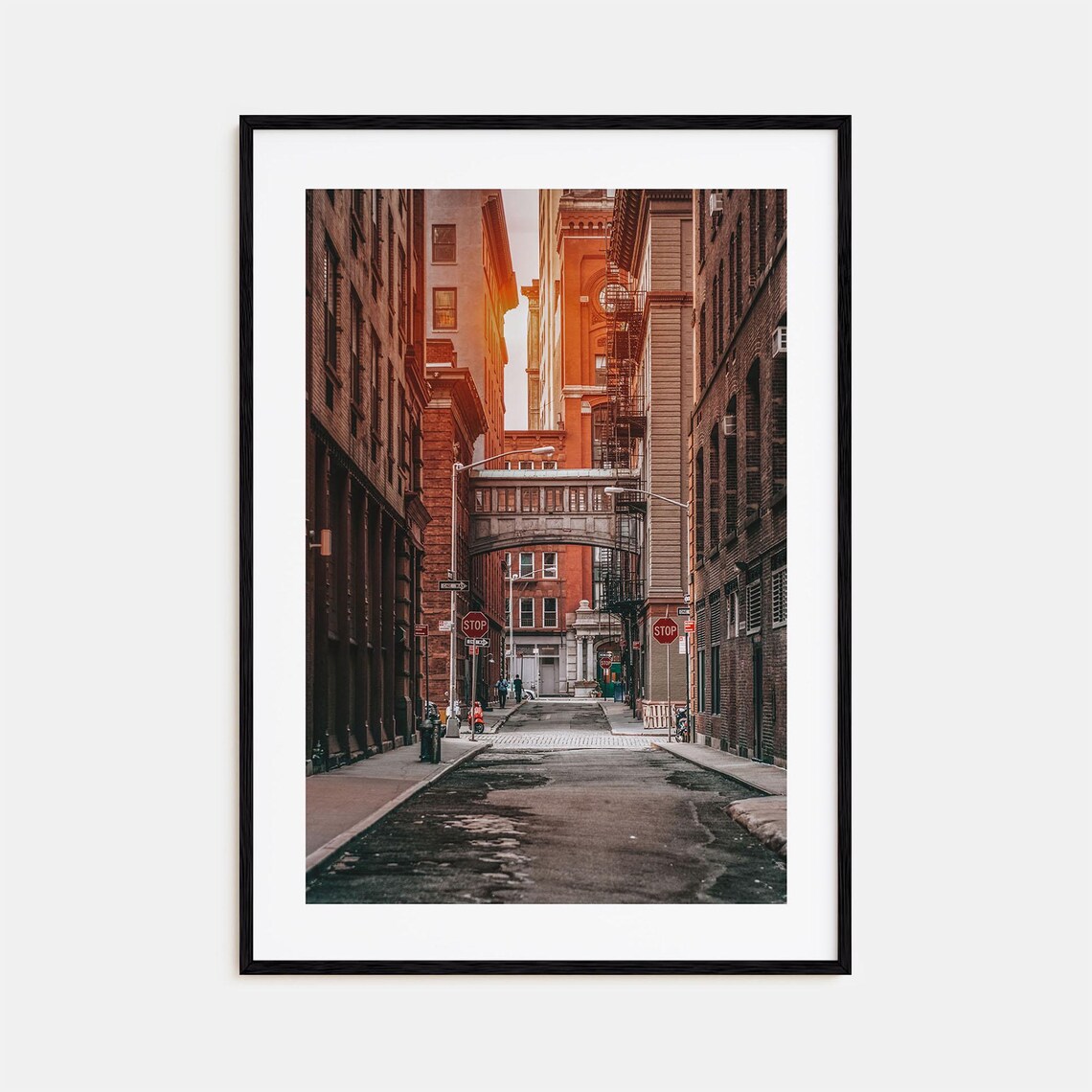 New York City Street Skybridge Golden Light Urban Photo Print