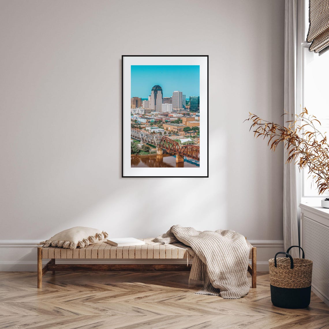 Shreveport Louisiana Downtown Skyline Red River Bridge Poster - Image 2